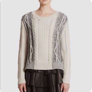 Derek Lam 10 Crosby Two-Tone Wool Mohair Sweater Sz M Cable Knit